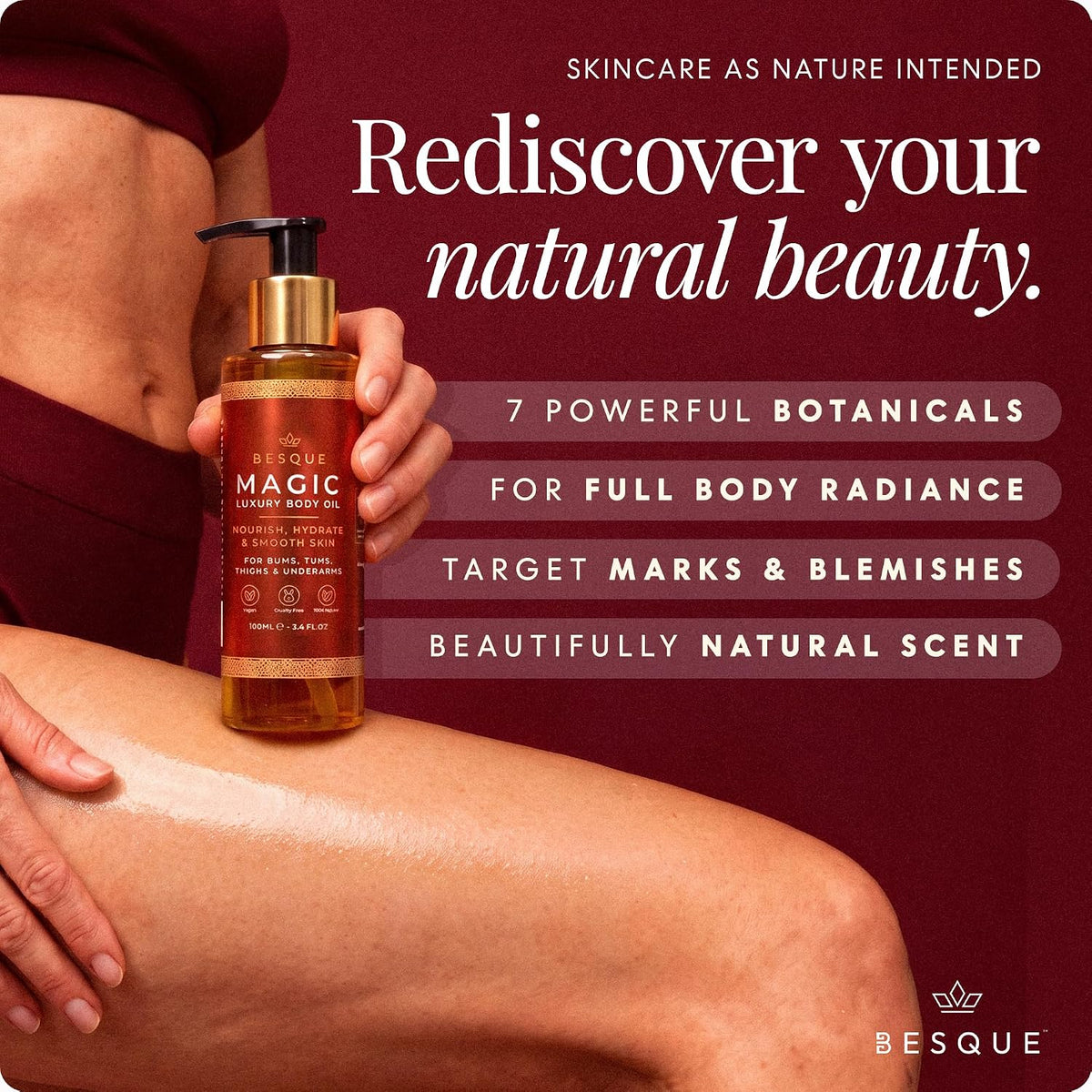 Besque Magic Luxury Body Oil 3.4 oz Firms Tighten & Hydrate