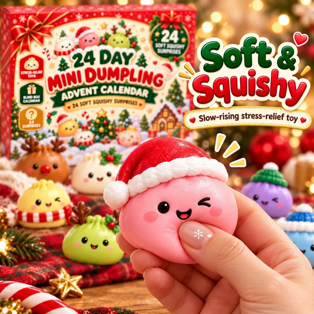 2026 Christmas Dumpling Squishy Advent Calendar – 24-Day Countdown Gift