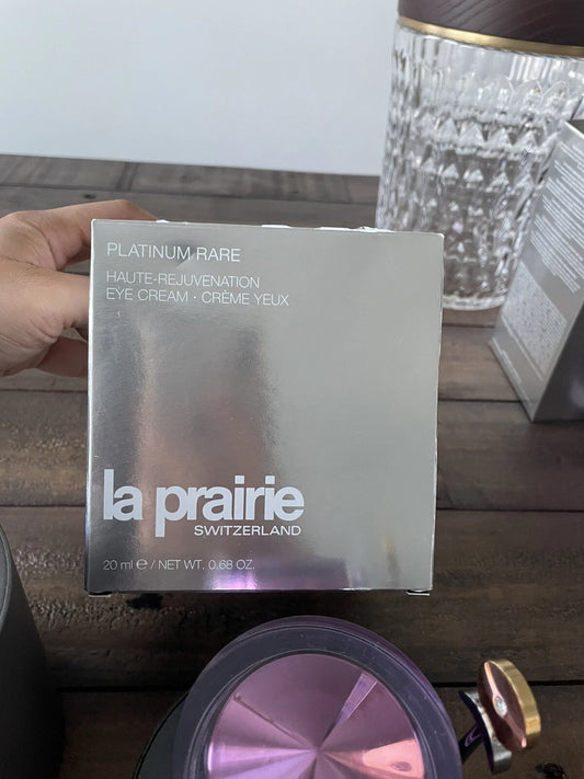 La Prairie Platinum Rare Haute-Rejuvenation Eye Cream EMPTY JAR w/ Gold Spatula