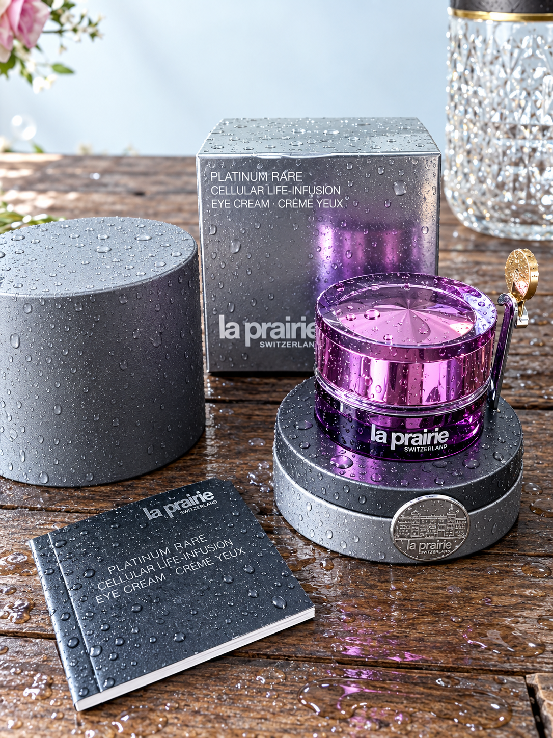 La Prairie Platinum Rare Haute-Rejuvenation Eye Cream EMPTY JAR w/ Gold Spatula