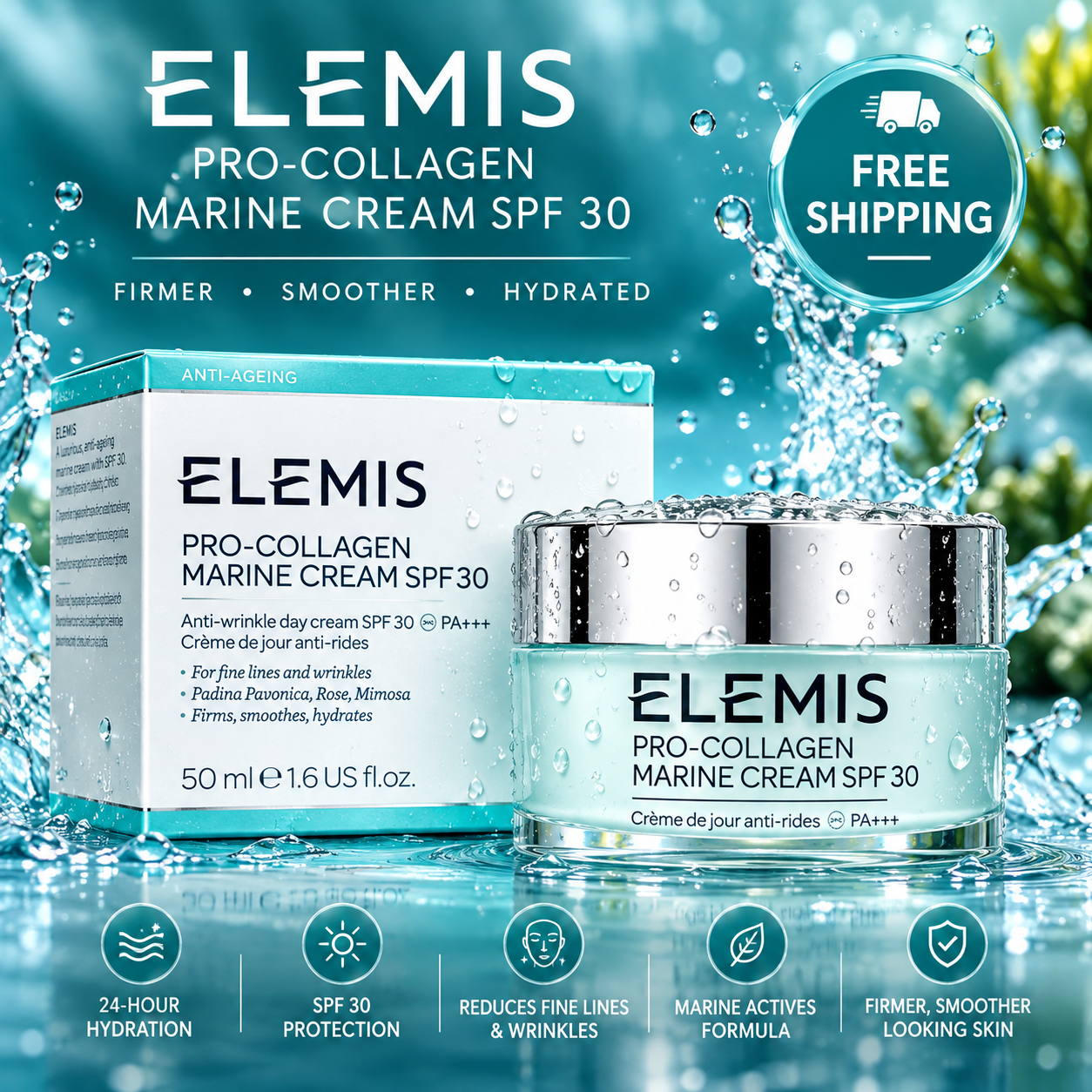 ELEMIS Pro-Collagen Marine Cream SPF 30 - Free Shipping - 50 ml / 1.6 oz