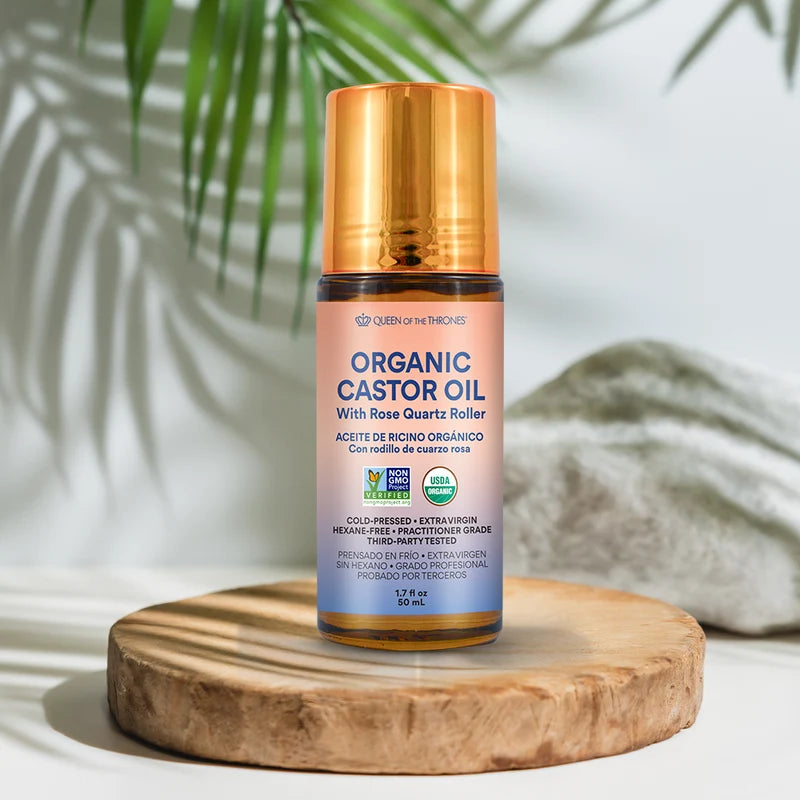 Queen of the Thrones Organic Golden Castor Oil Roll-On with Rose Quartz 50 ml