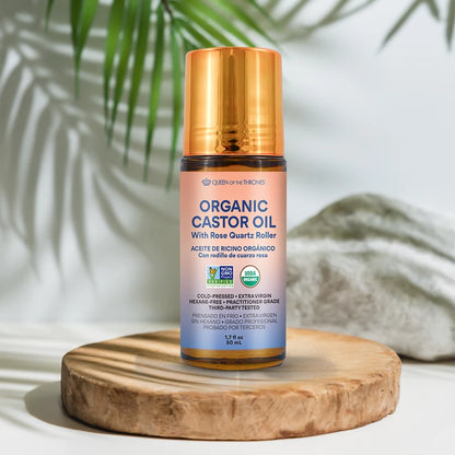 Queen of the Thrones Organic Golden Castor Oil Roll-On with Rose Quartz 50 ml