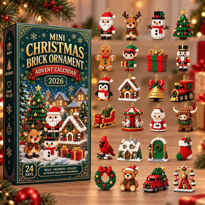2026 Mini Christmas Brick Ornament Advent Calendar – 24 Buildable Holiday Decorations