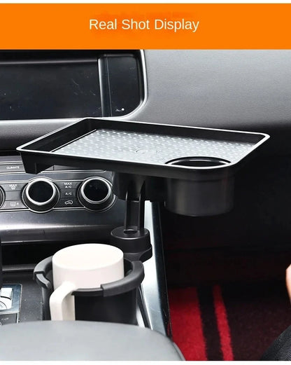 Car Cup Holder Expander with 360° Adjustable Drink Holder, Food Tray & Snack Table for Car Seat