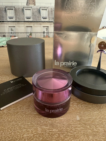 La Prairie Platinum Rare Haute-Rejuvenation Eye Cream EMPTY JAR w/ Gold Spatula