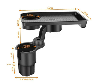 Car Cup Holder Expander with 360° Adjustable Drink Holder, Food Tray & Snack Table for Car Seat