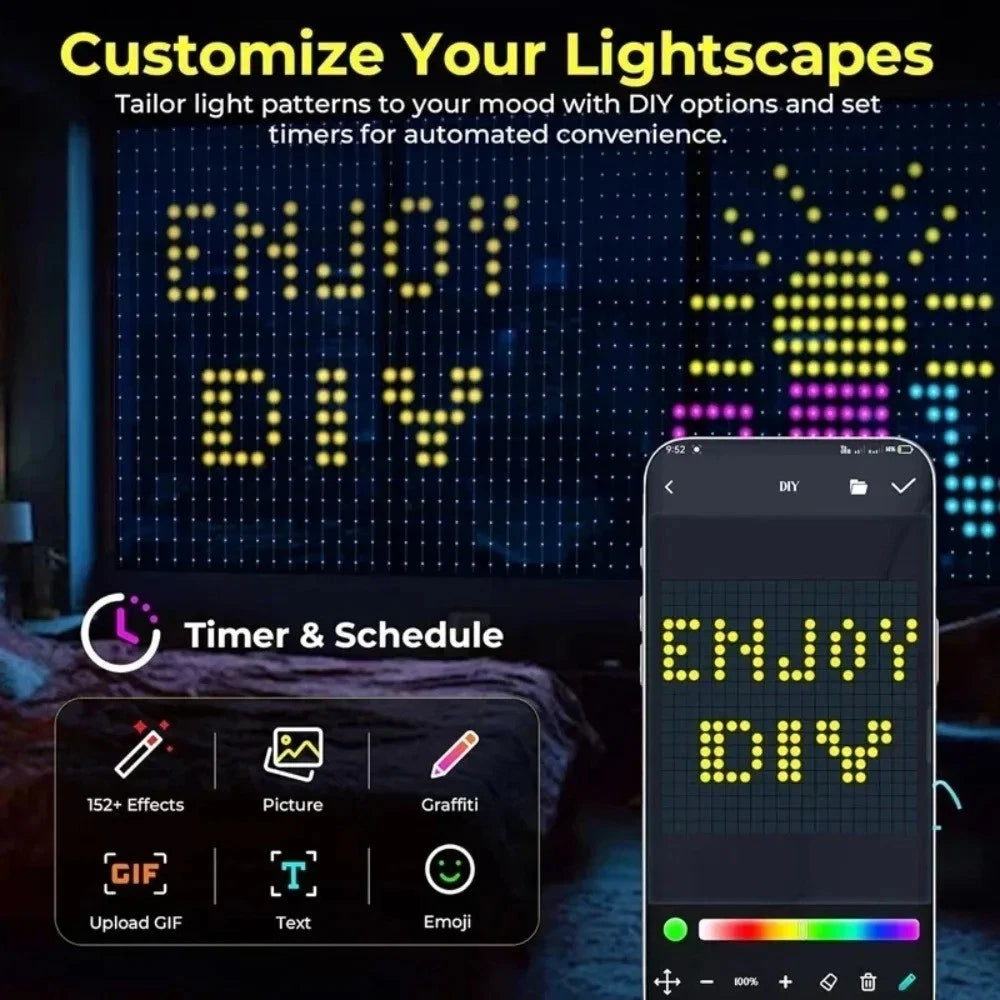 Smart LED Curtain Lights – App Control, Music Sync & Waterproof Christmas Decor