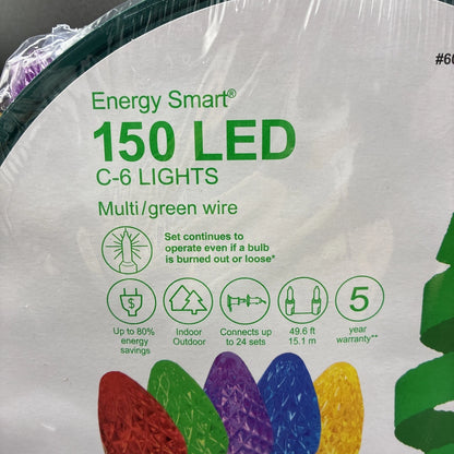 GE Energy Smart 150-Count C6 Multicolor LED Christmas String Lights – Indoor & Outdoor