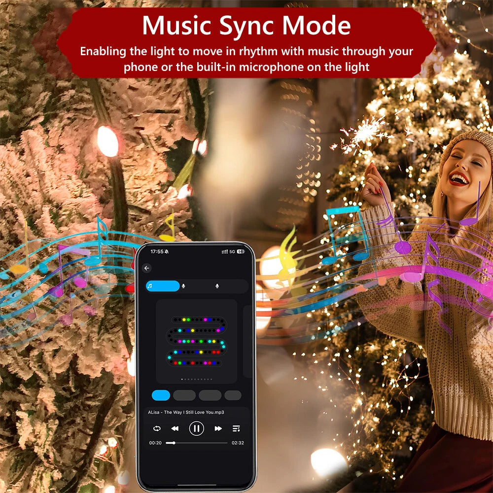 Smart LED Christmas Tree Waterfall Lights – Color Changing Fairy String Lights