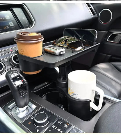 Car Cup Holder Expander with 360° Adjustable Drink Holder, Food Tray & Snack Table for Car Seat