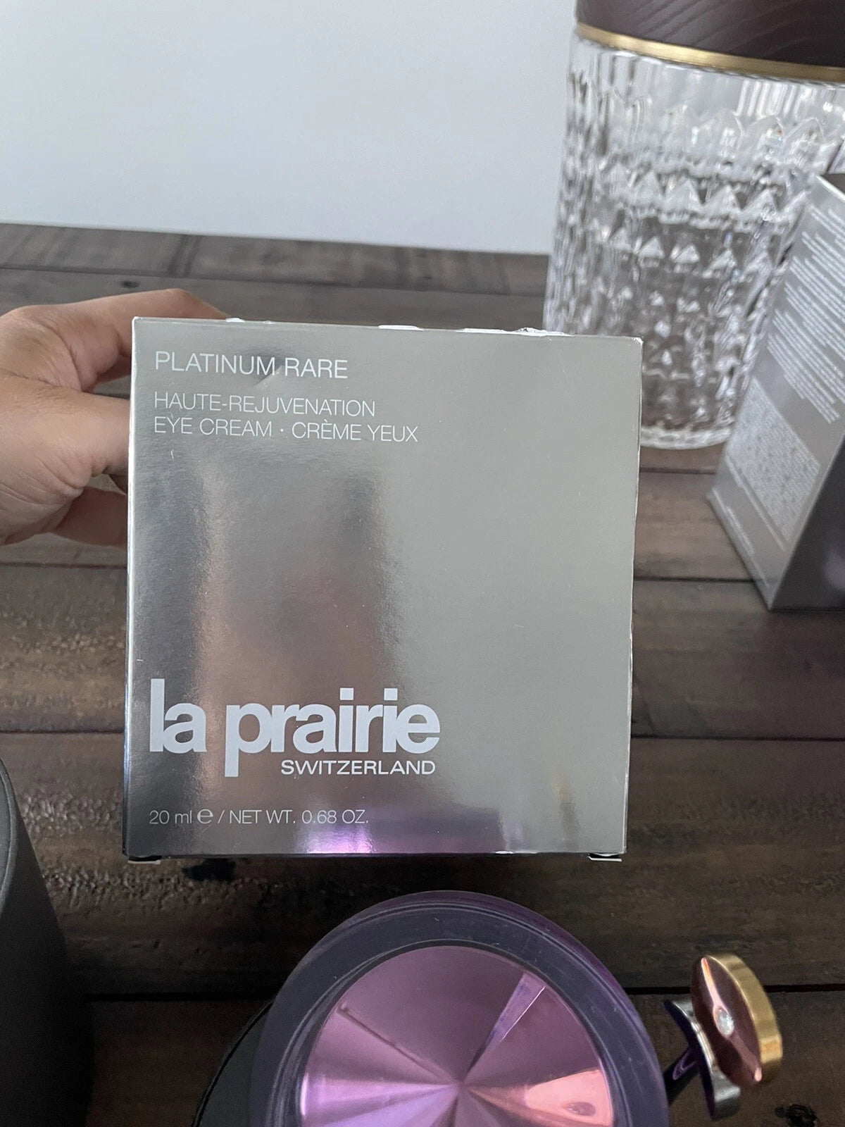 La Prairie Platinum Rare Haute-Rejuvenation Eye Cream EMPTY JAR w/ Gold Spatula
